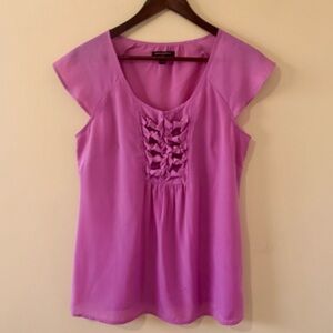 Banana Republic| Pretty Lilac Decorative Cap Sleeve Lightweight‎ Top Blouse Sz M